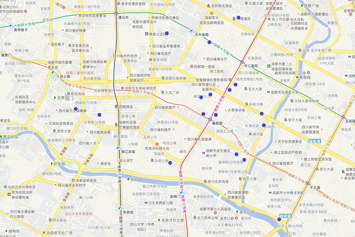 成都民国时期川剧戏园茶园分布图