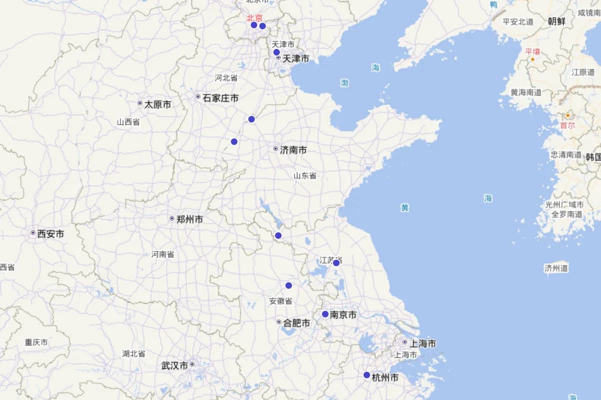 清代大运河沿线的漕运粮仓分布图