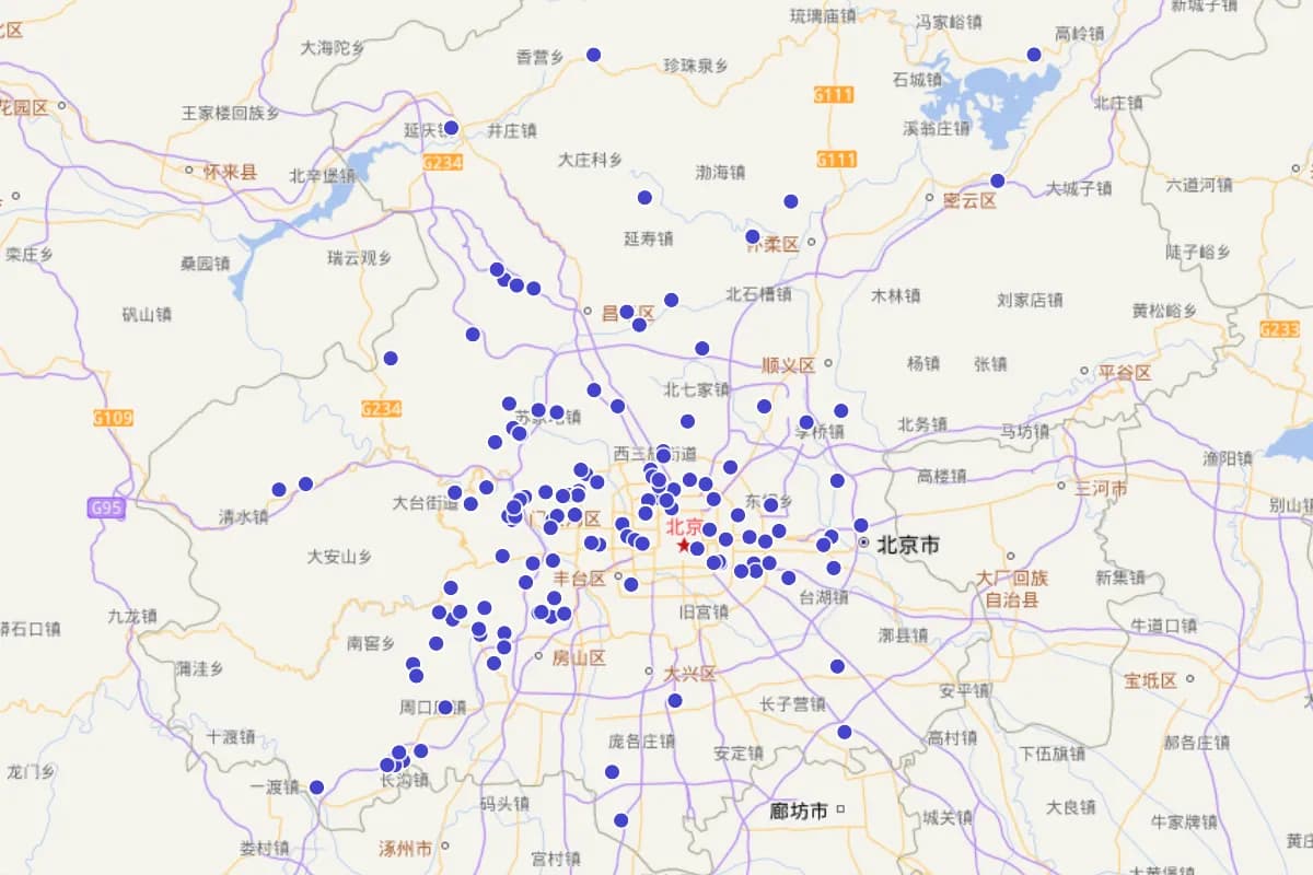 北京地区明清墓葬分布图