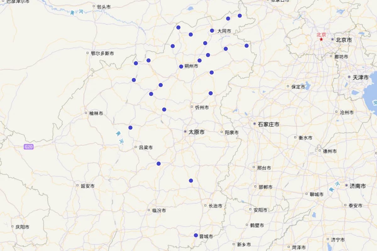 明代山西北岳行祠分布图