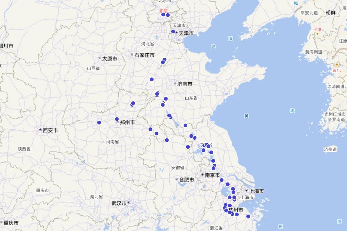 中国大运河沿线遗产要素分布