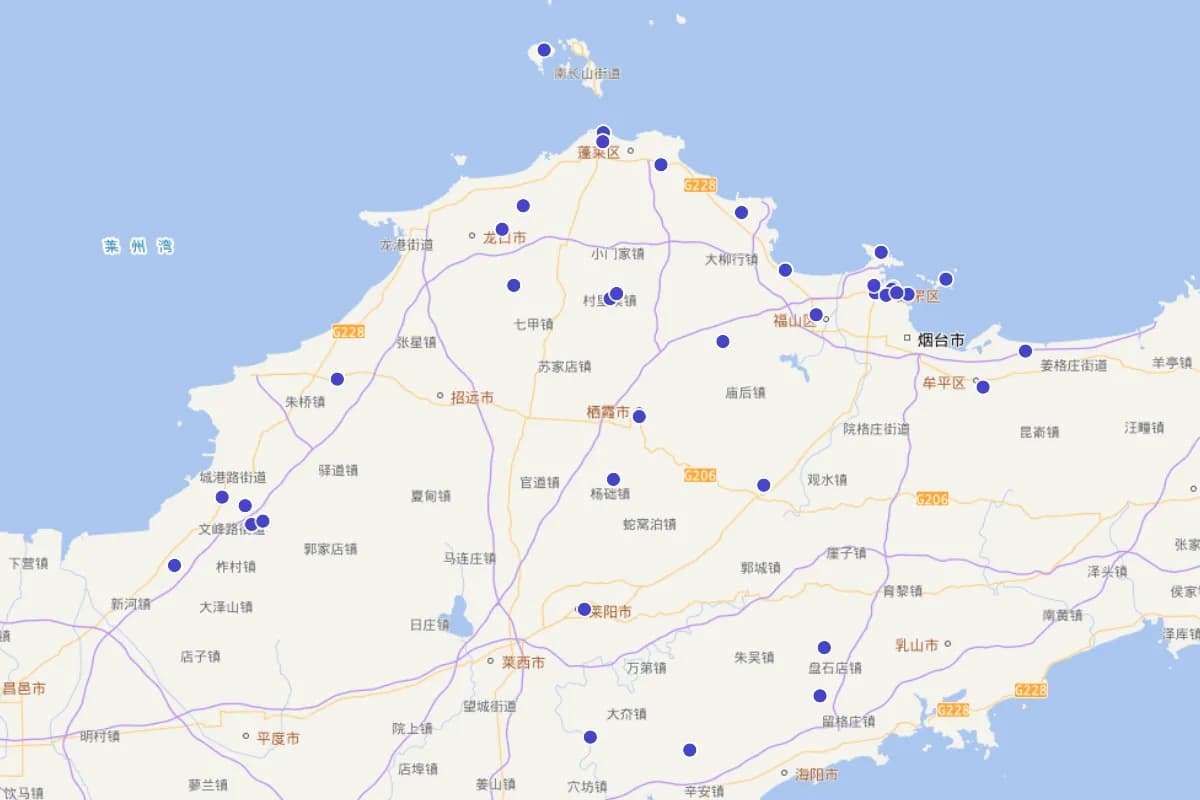 《烟台文化志》"全国和省级重点文物保护单位"分布图