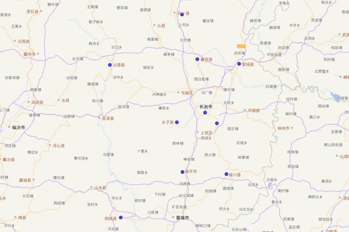 晋东南地区古迹分布图