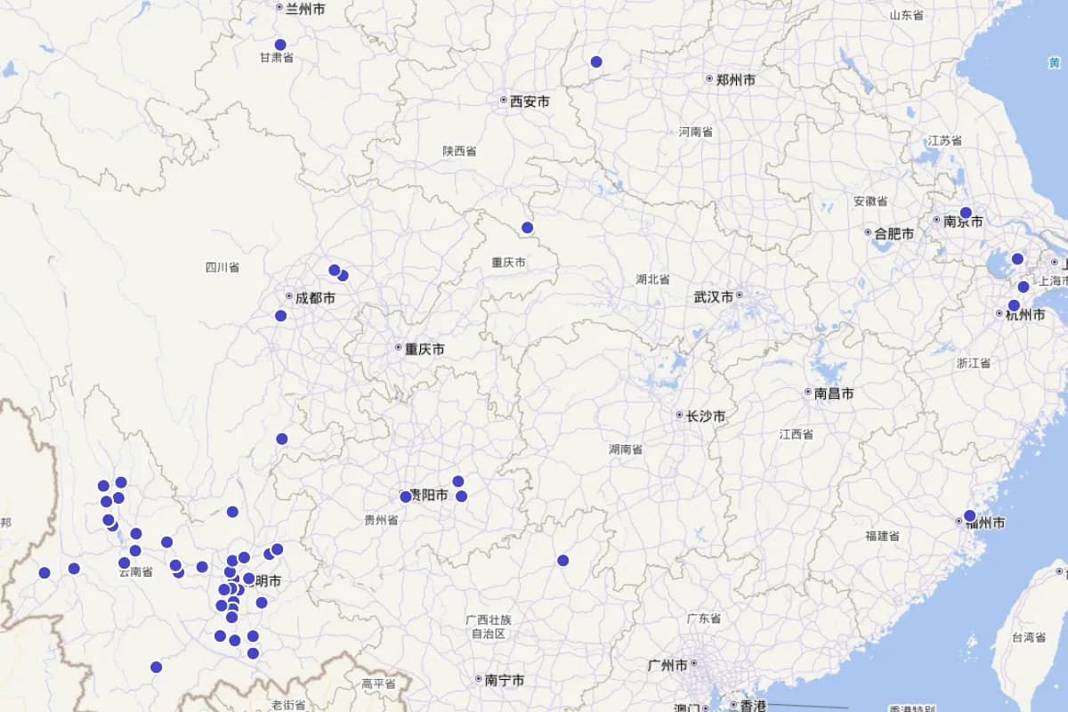 明代云南诗人地域分布