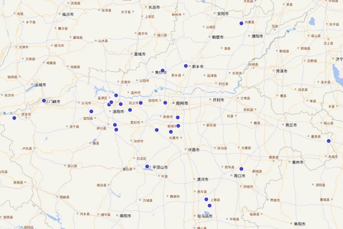 河南省帝陵诸侯王墓分布图