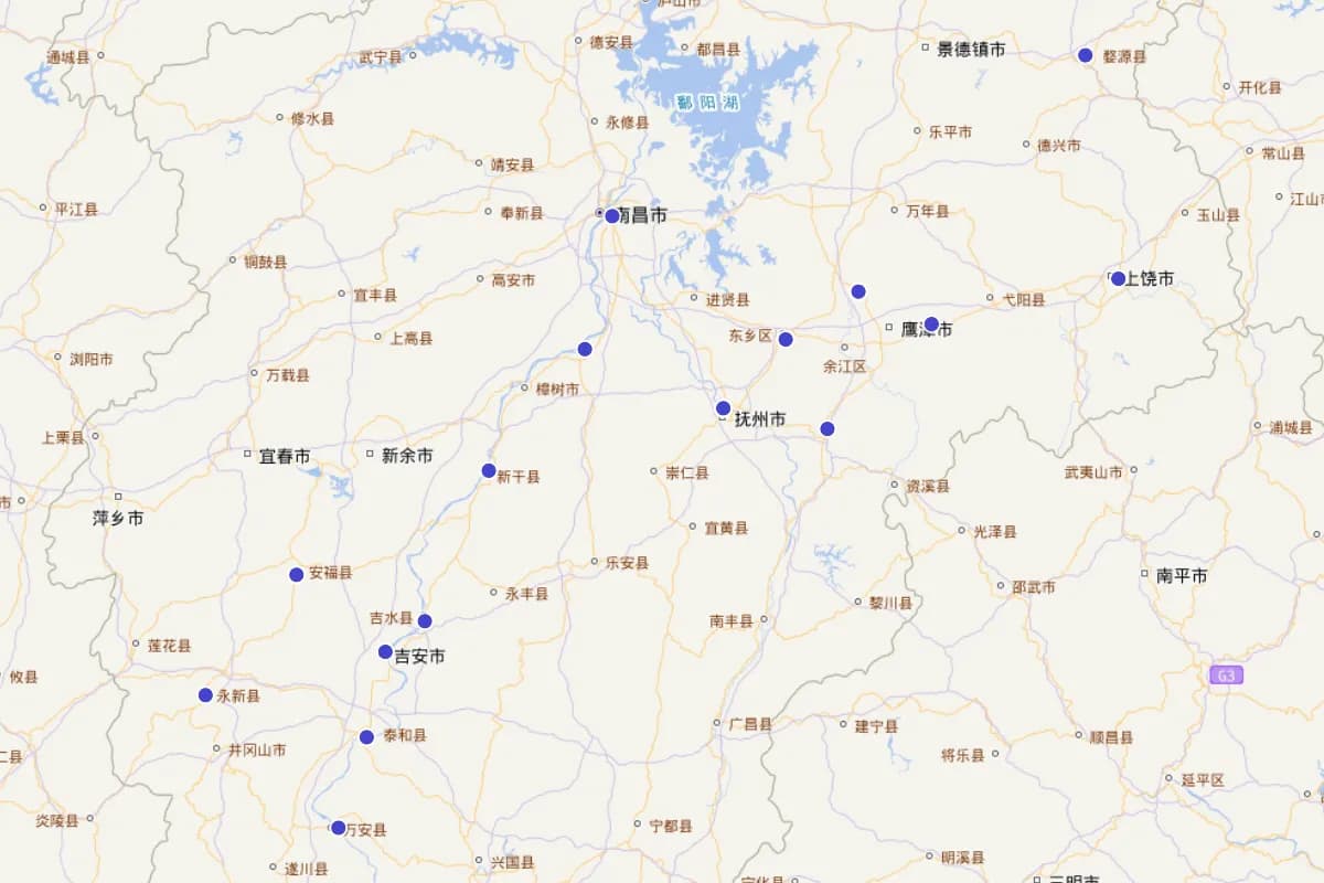 明代江西小说作家分布图