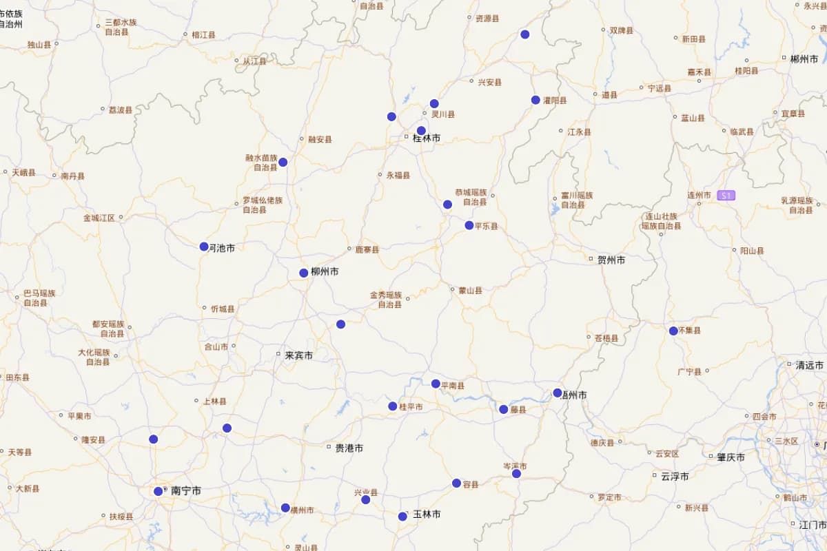 《广西通志》明代人物籍贯分布图