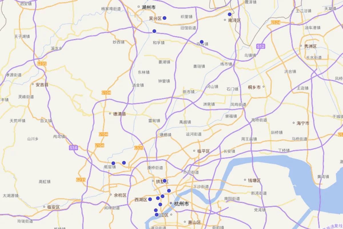 杭州湖州丝绸之旅地图