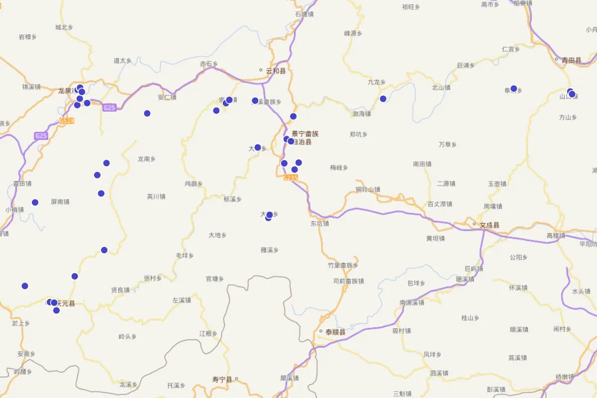 丽水市部分旅游景点