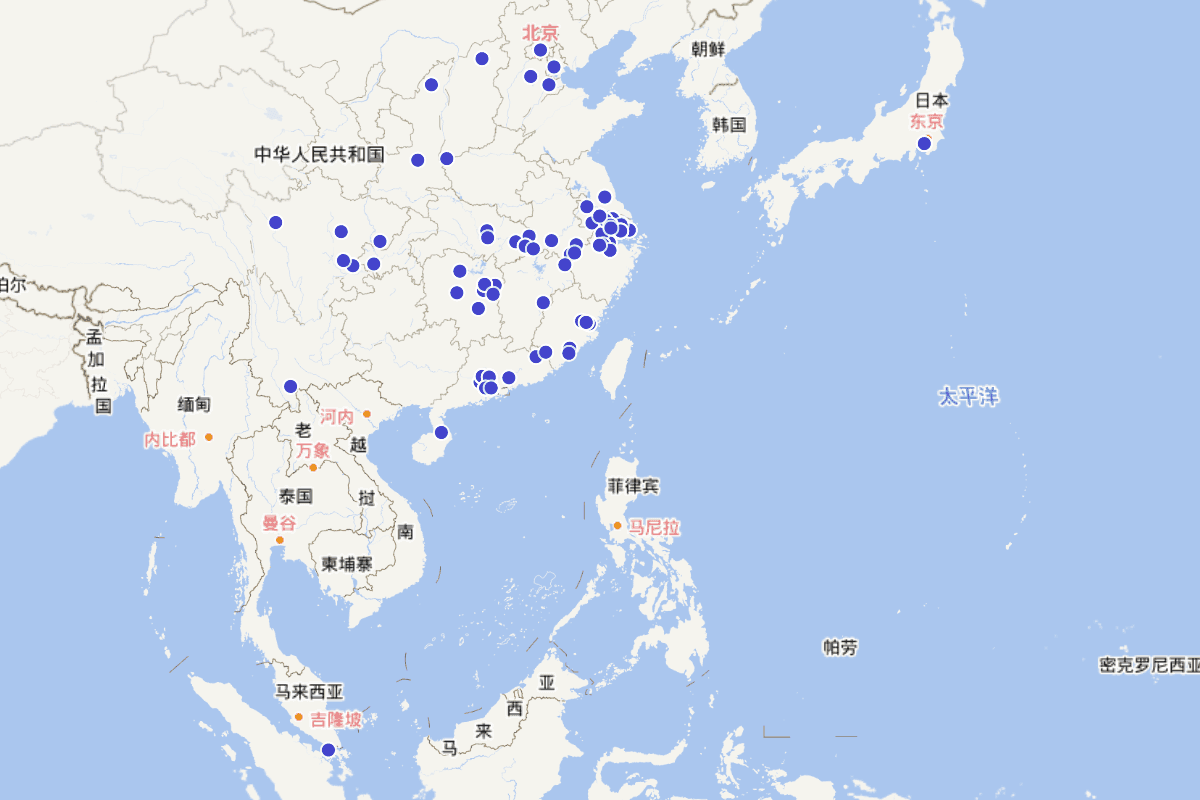 清代主要报人籍贯分布图