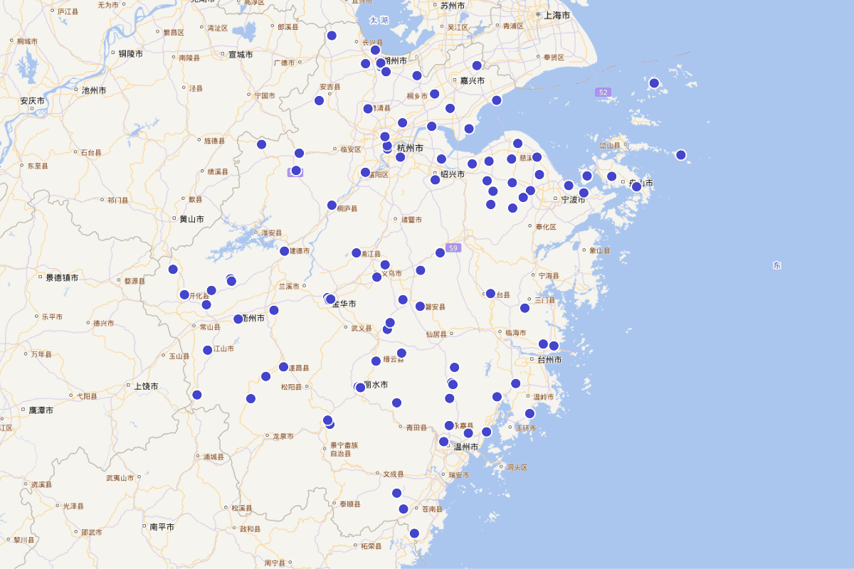 浙江省抗日纪念设施分布
