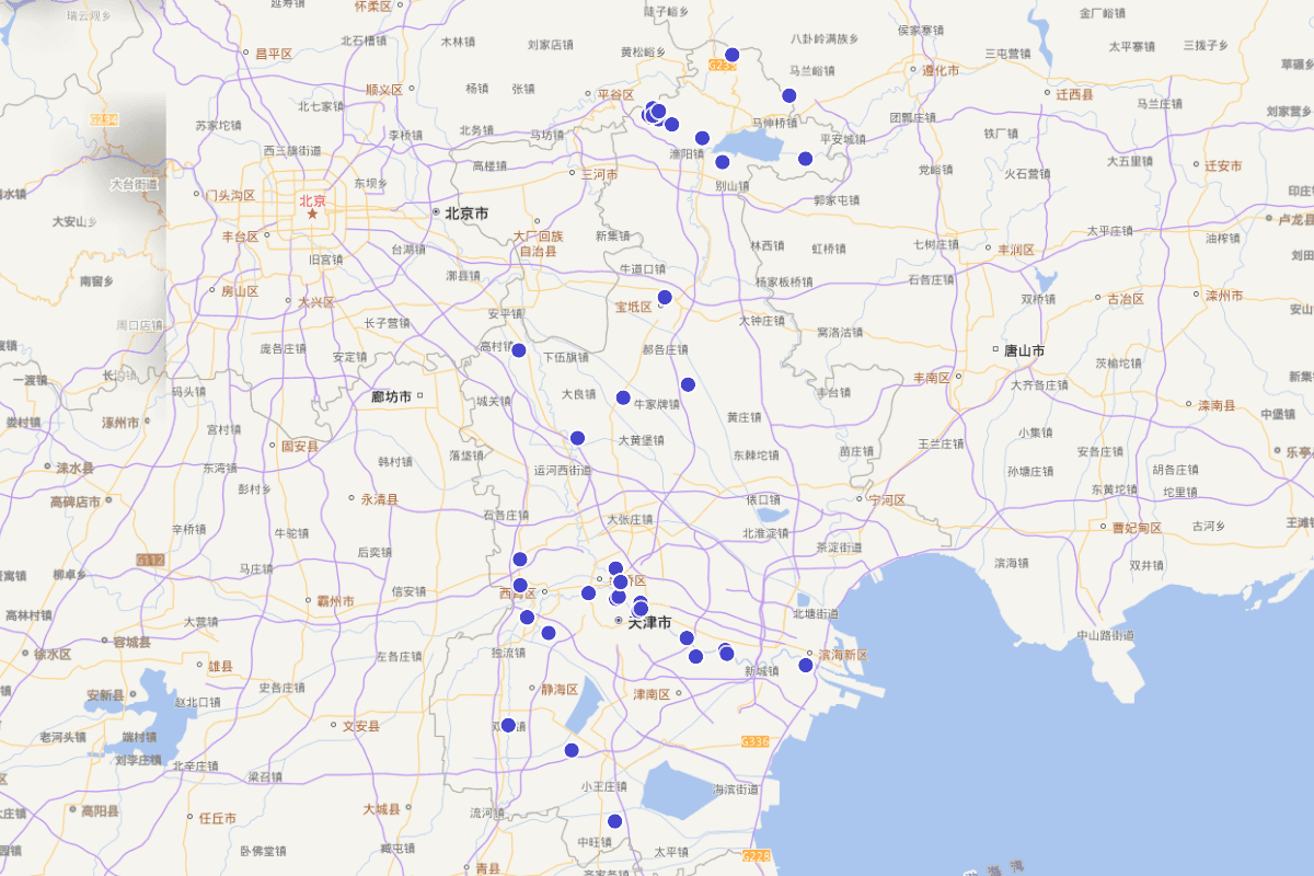 天津市佛教寺庙分布图
