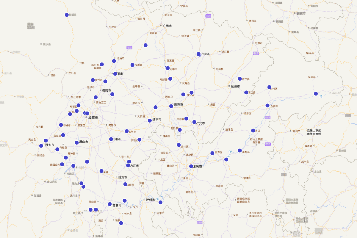 明代四川书院分布图