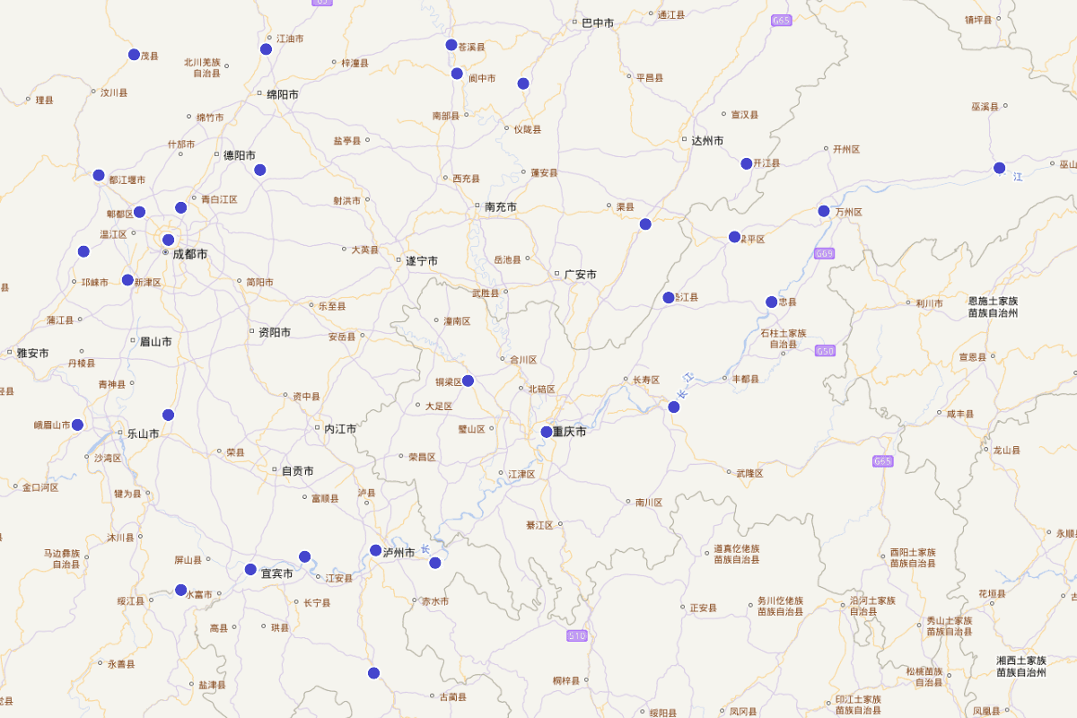 清代四川地区药王信仰分布图