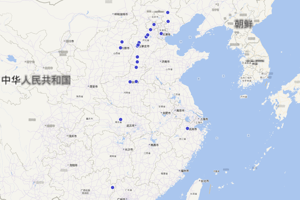 李鸿藻行迹密度分布图（1820-1897）