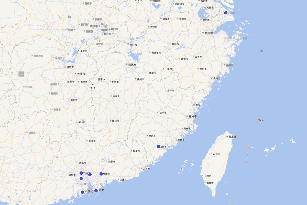 朱执信国内革命活动分布图