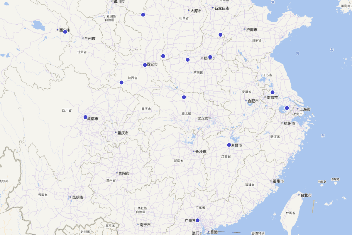 浙江唐诗作者占籍分布密度图