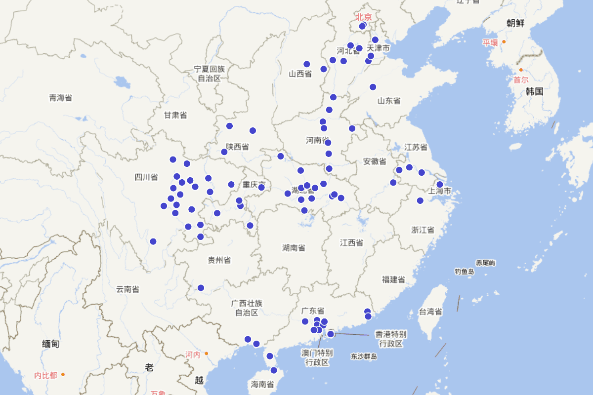 张之洞行迹分布图