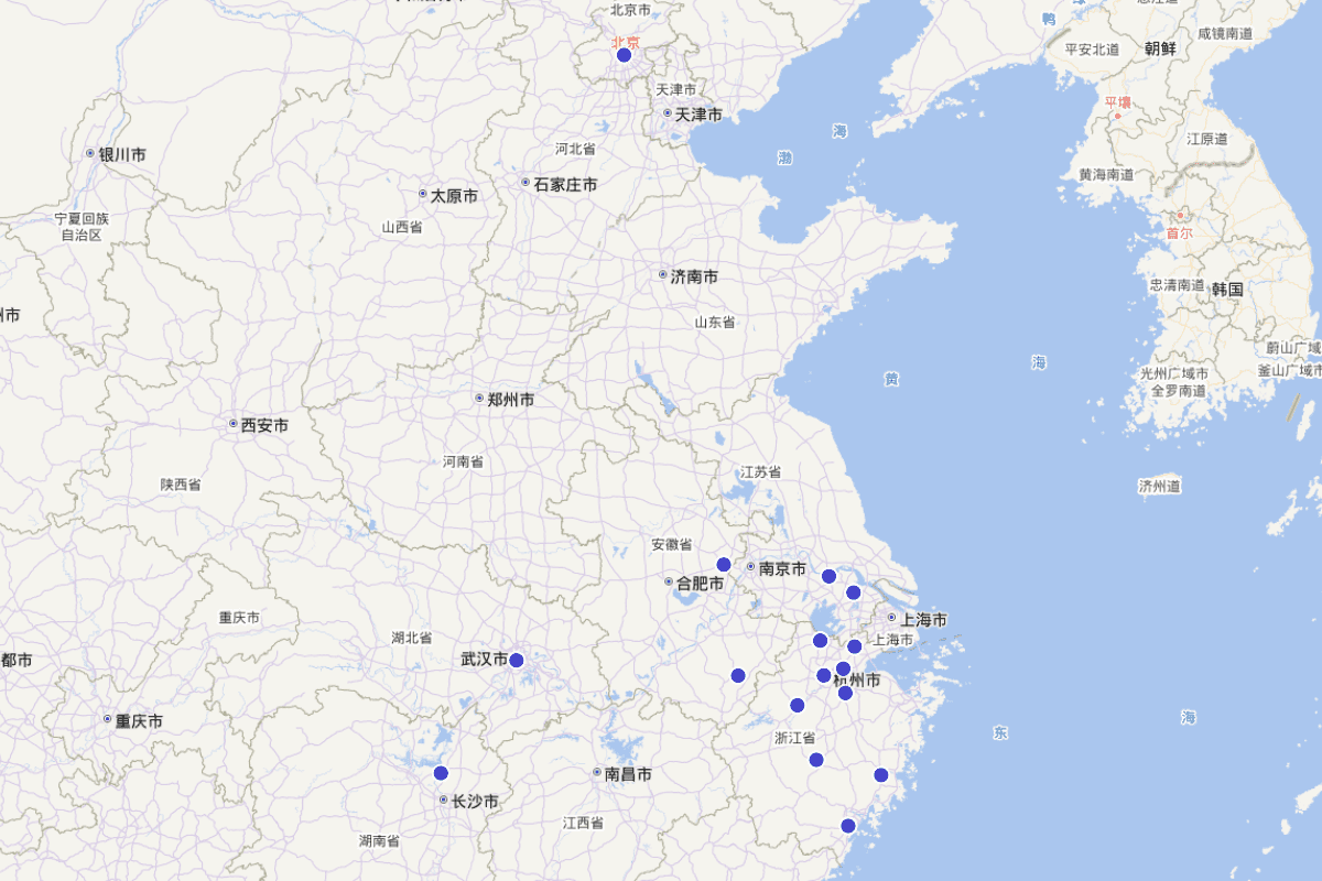 杭州丁氏兄弟交游学人籍贯分布图