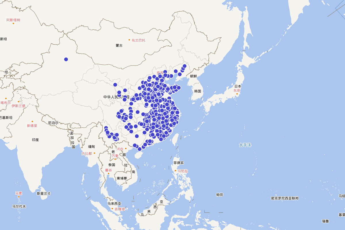 清代文学家分布密度图