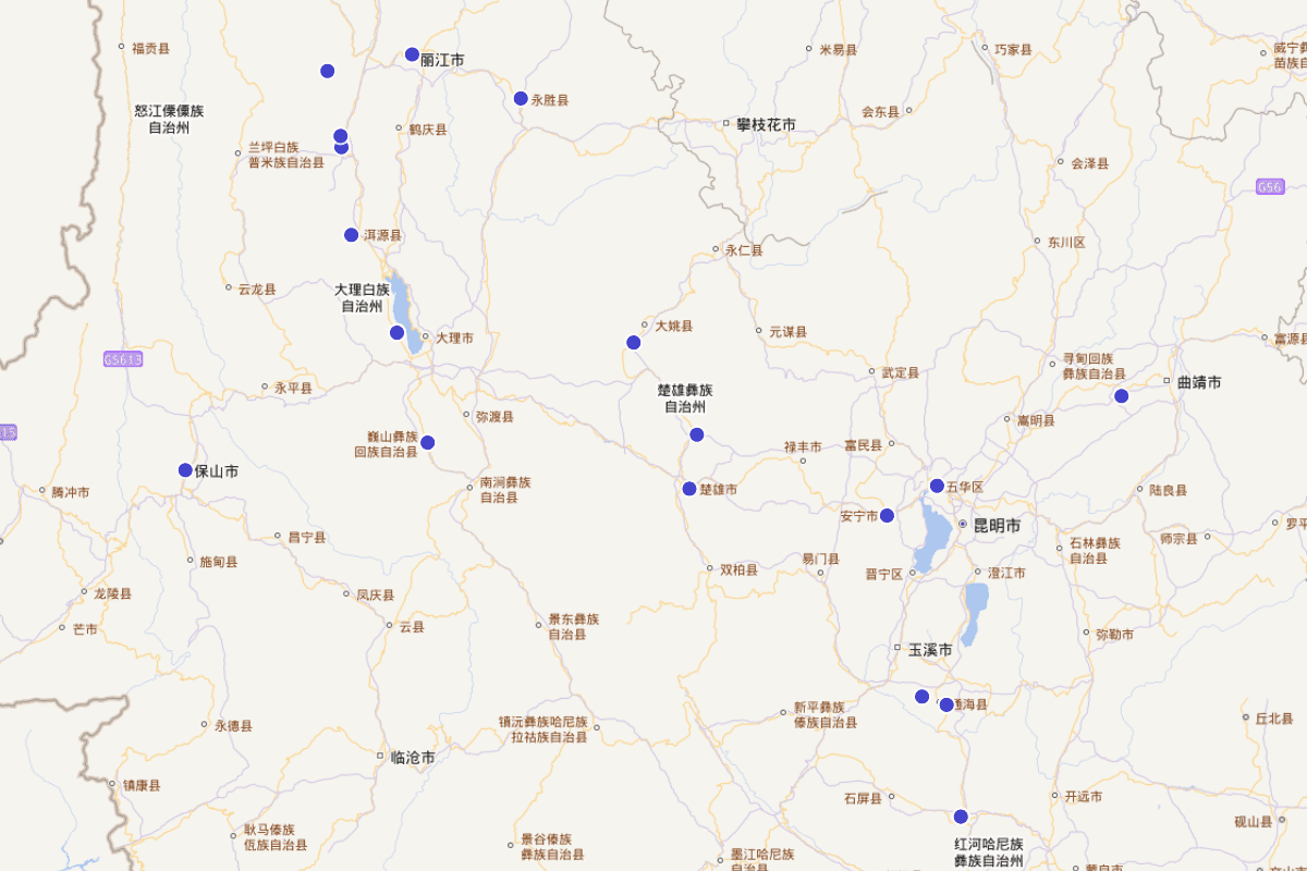 云南明代书画家分布图