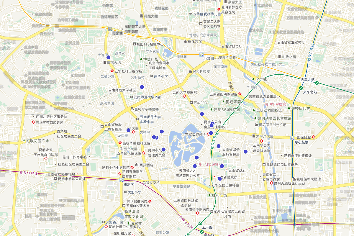 五华区革命纪念址及革命纪念建筑物分布图