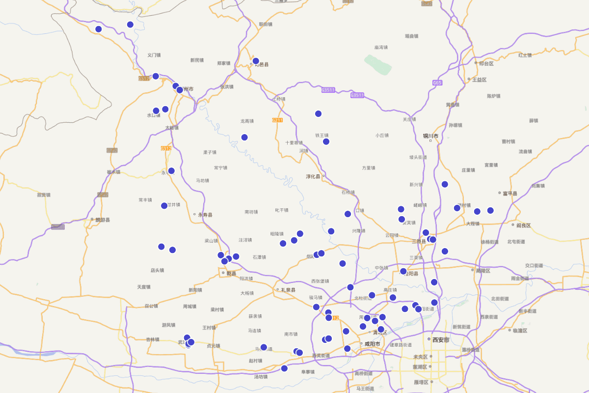《咸阳市地理志》咸阳市名胜古迹分布图