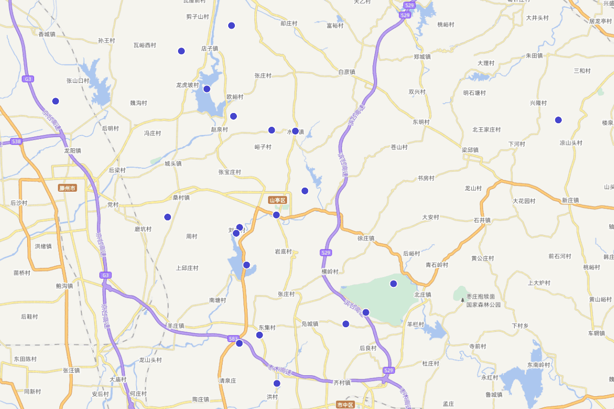 《山亭区文化志》”名胜古迹分布图“
