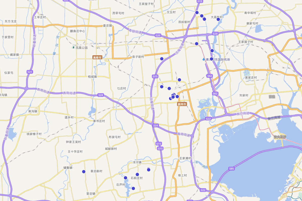 山东胶州古建筑、石窟寺石刻、近现代重要史料及代表性建筑分布图