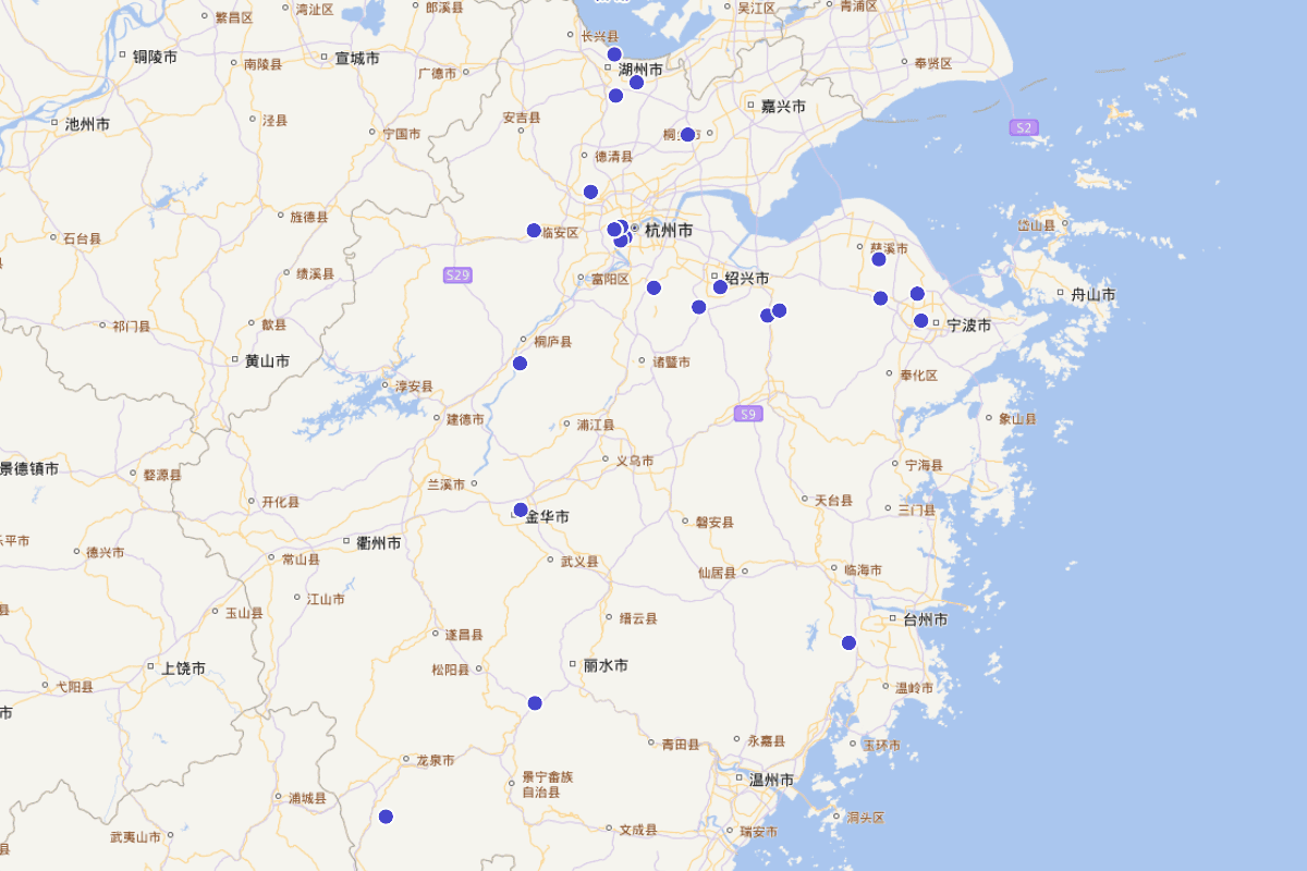 浙江省古遗址、古窑址分布图