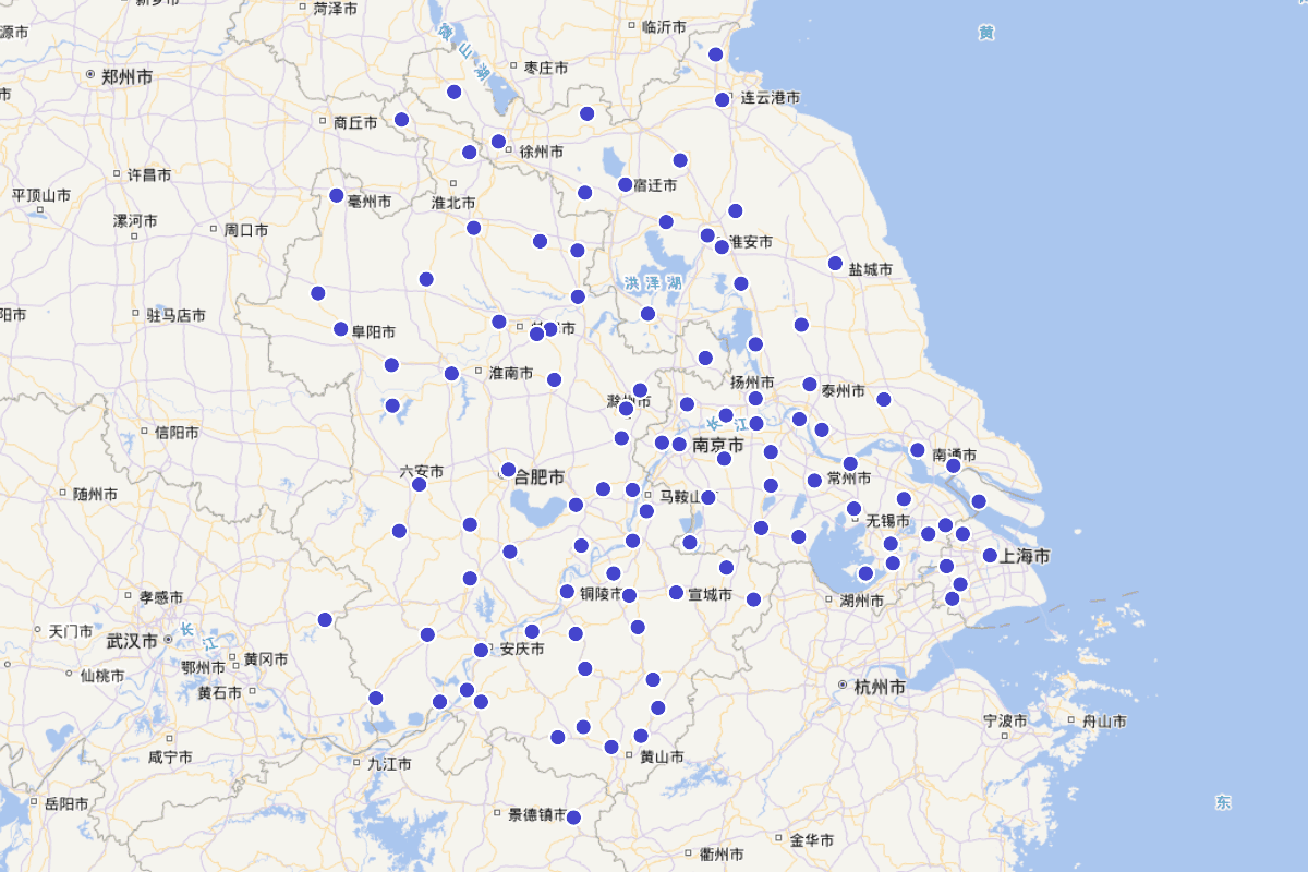 明代南直隶（江苏、安徽等）进士分布图