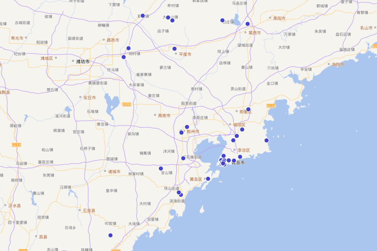 山东青岛历史文物遗迹及文物保护机构分布图