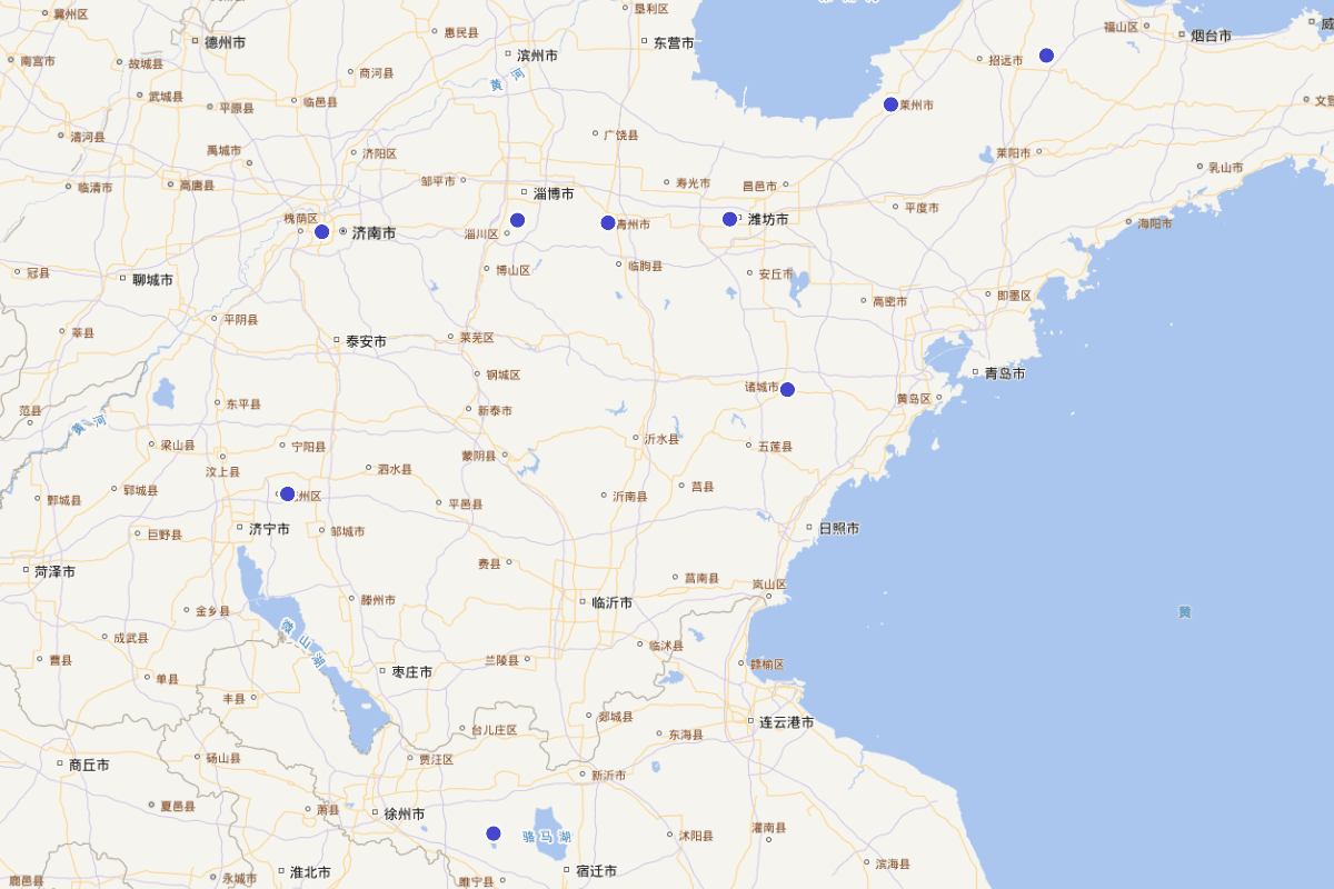 《宝刻丛编》中山东碑记分布图