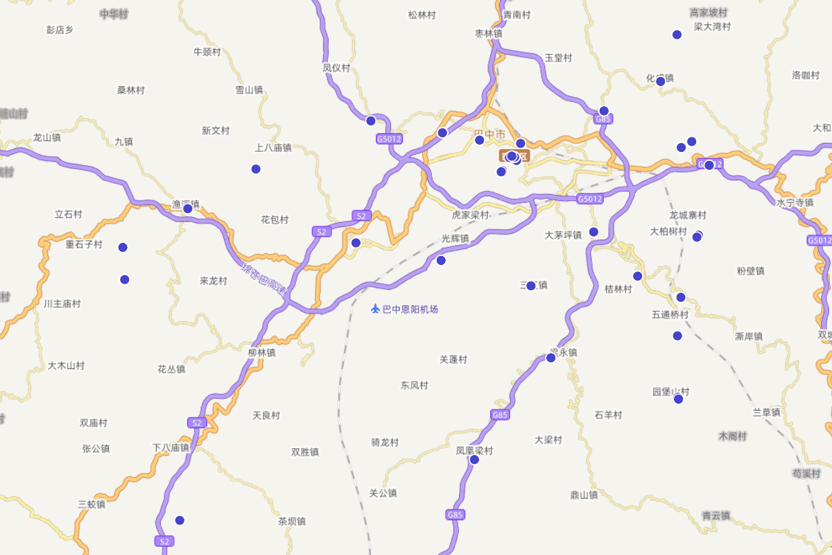 巴中市巴州区及恩阳区地面文物分布