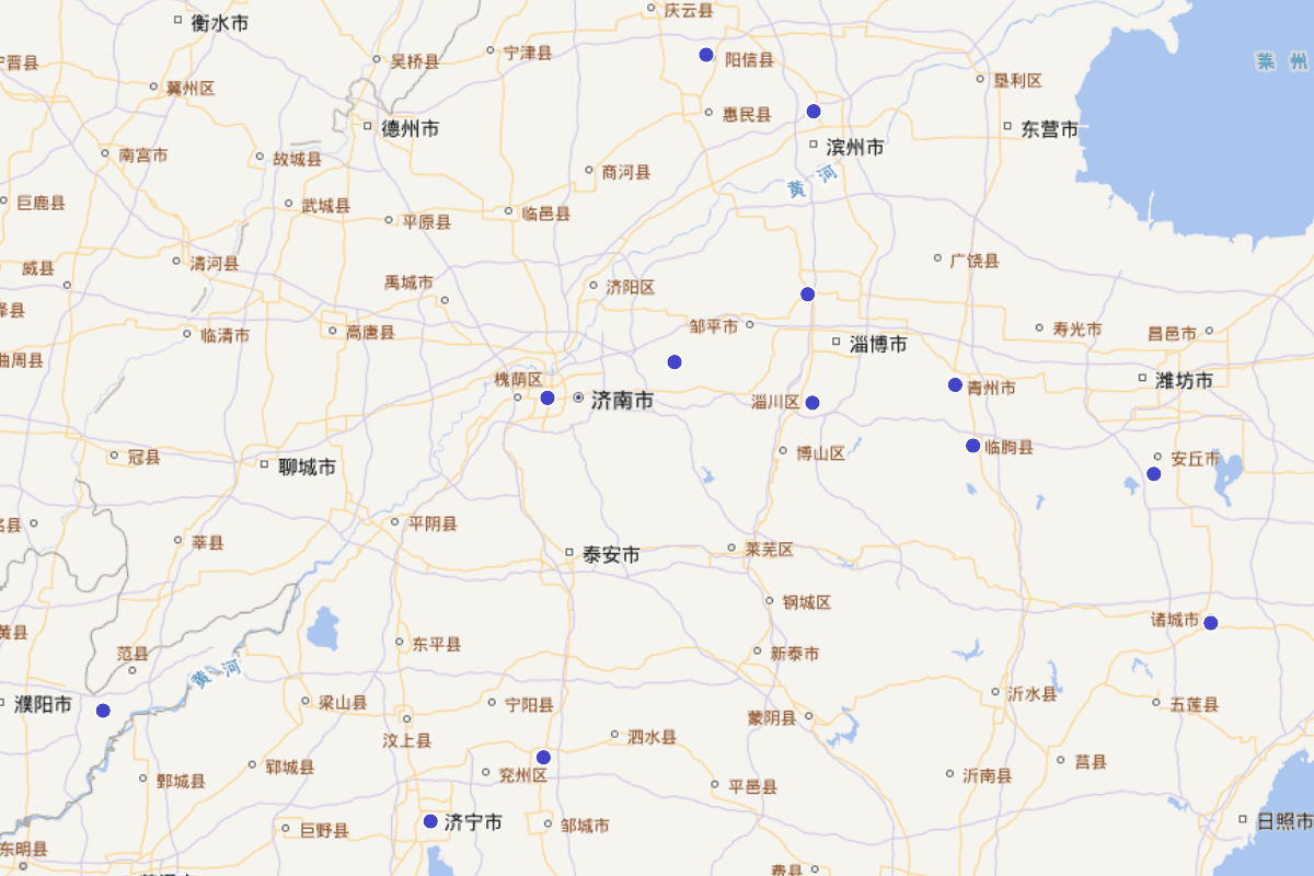 明代山东散曲家地域分布图