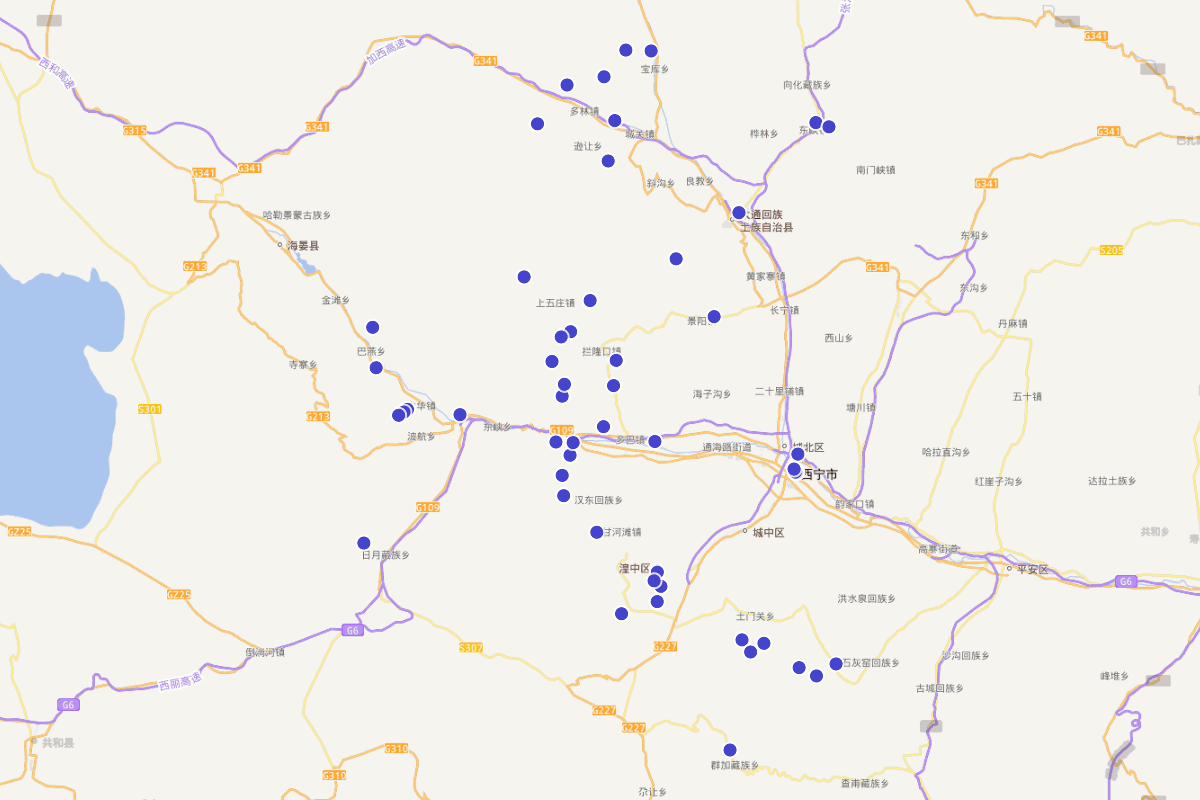 青海省西宁市藏传佛教寺院分布图