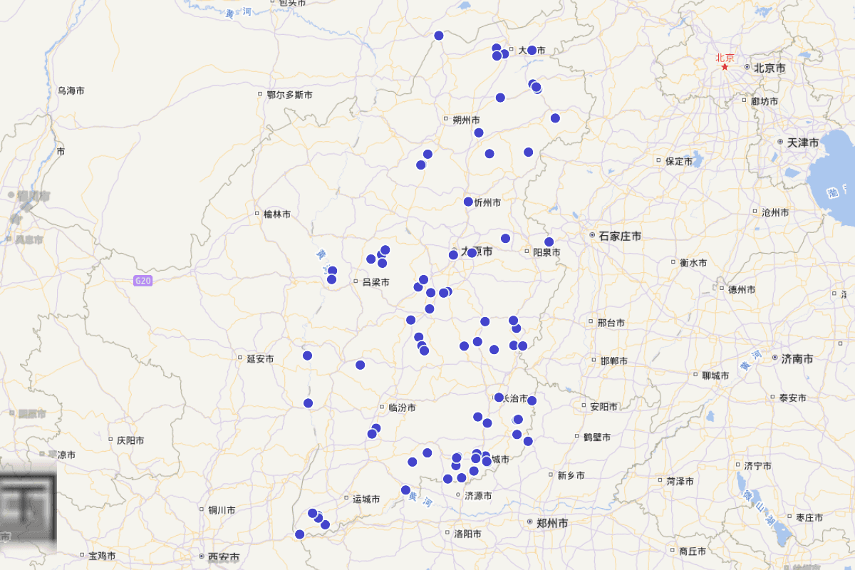 山西省景点全景航拍图定位