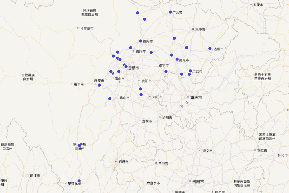 《四川文物志》（上册）“古窑址”“古窑藏”定位查询（2005年版）
