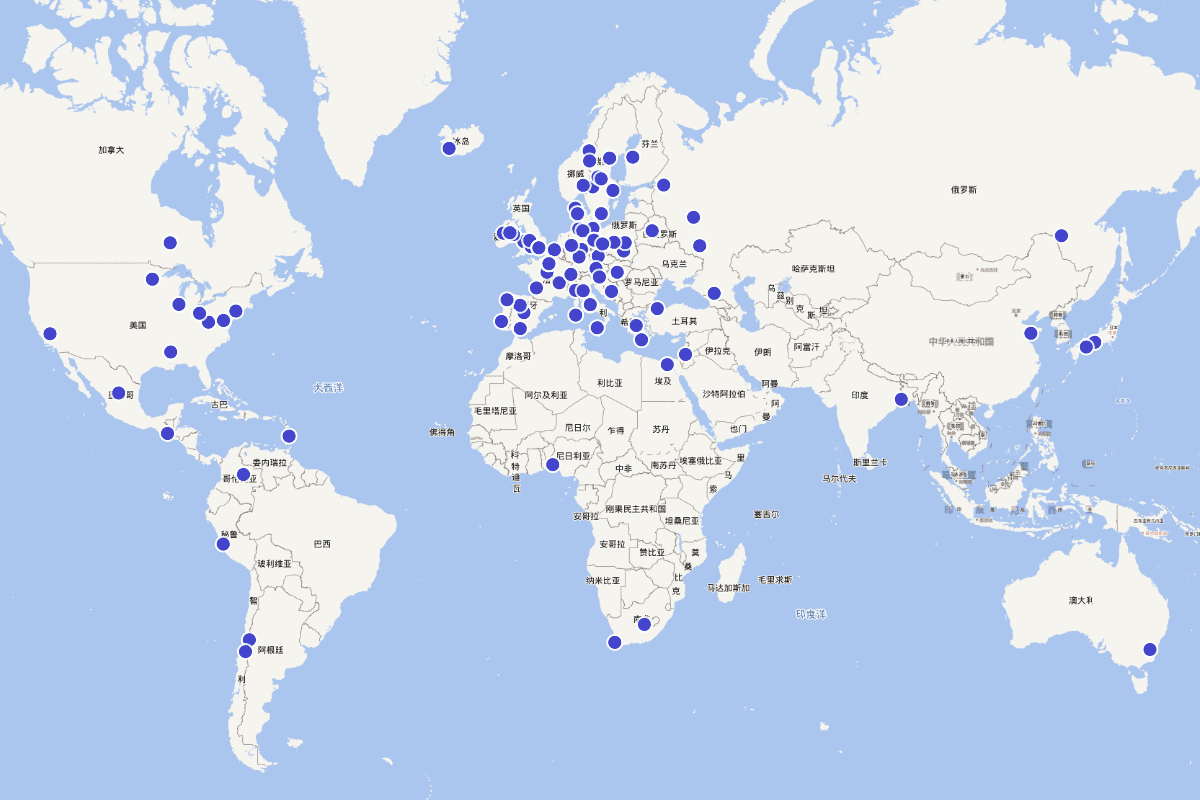 诺贝尔文学奖获得者国籍分布图(1901-2019)