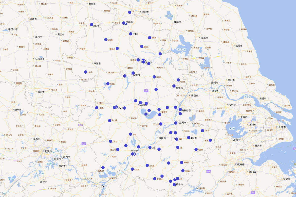 安徽省全国重点文物保护单位分布图