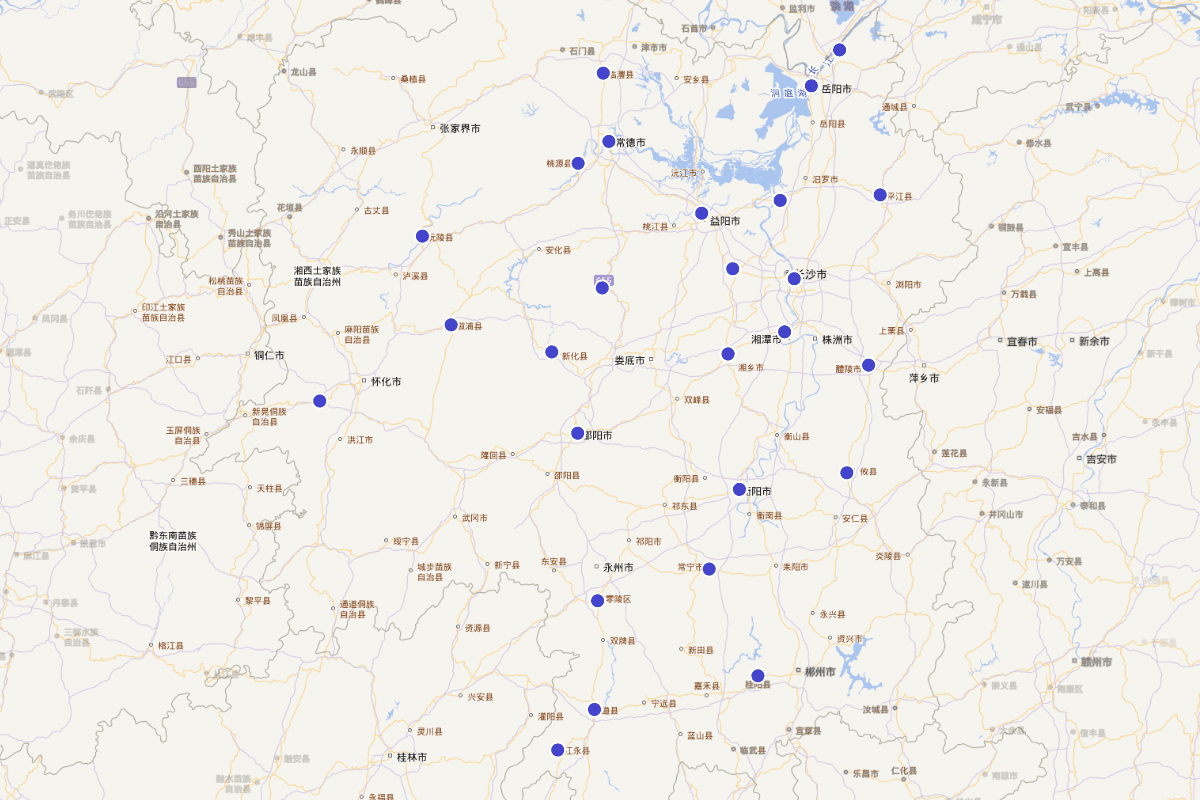 清代湖南私人藏书家分布图