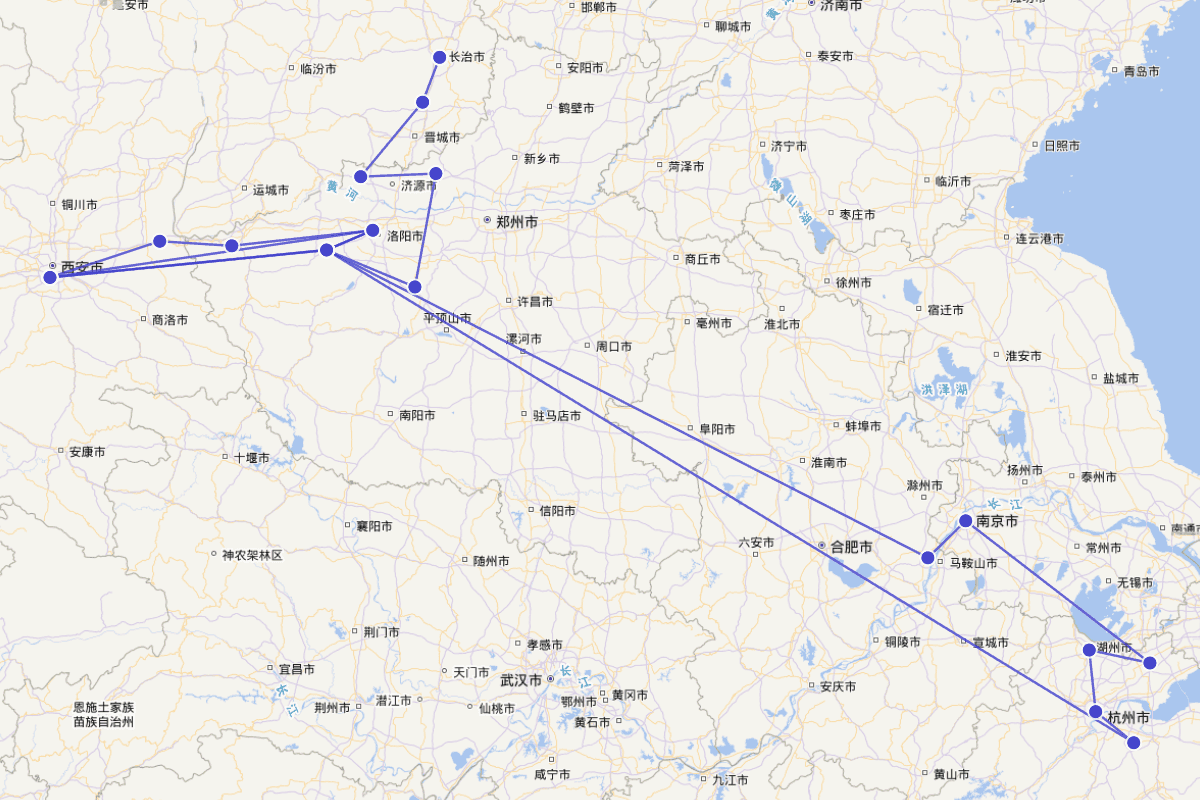 李贺行迹路线图（790—816）