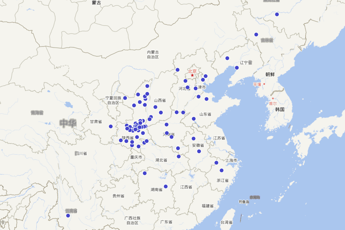 《陕西省志》军事人物籍贯分布图（1840—1978）