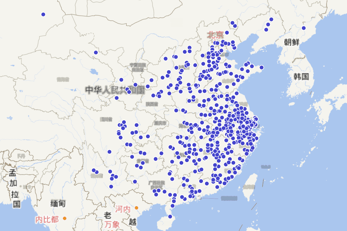 清代妇女作者分布图