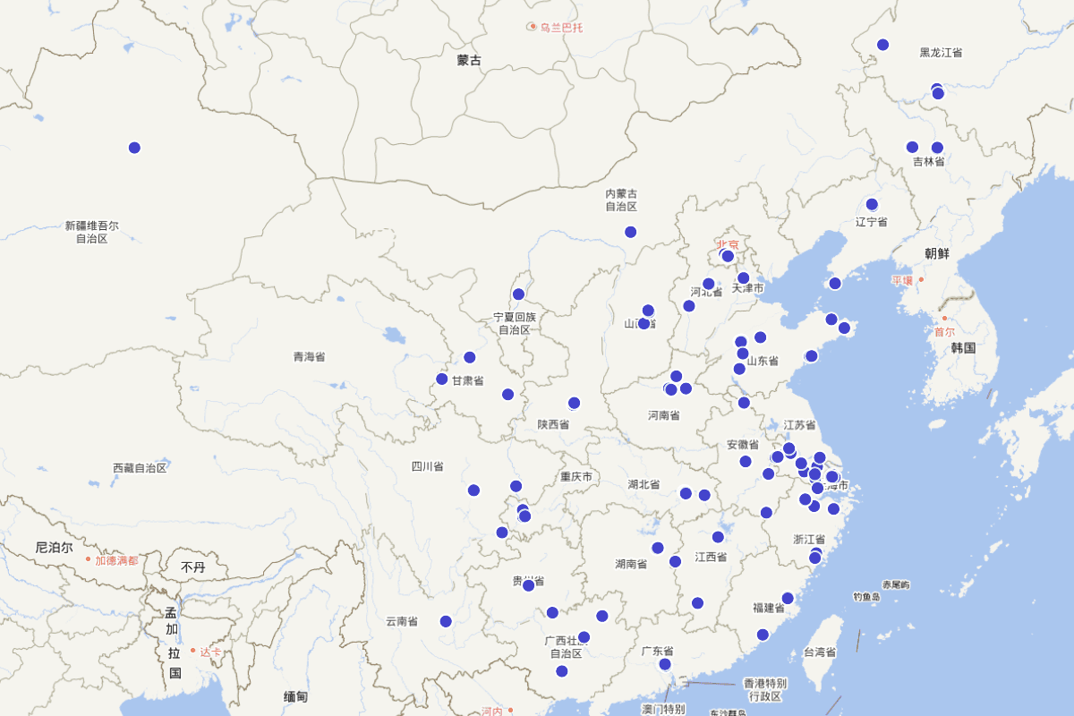全国古籍重点保护单位分布图