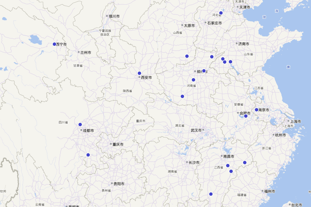 晁氏人物分布密度图（CBDB数据）