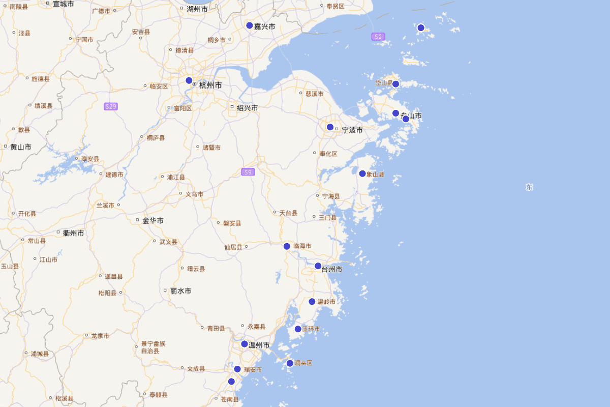浙江省对外开放口岸(截至1995年末）