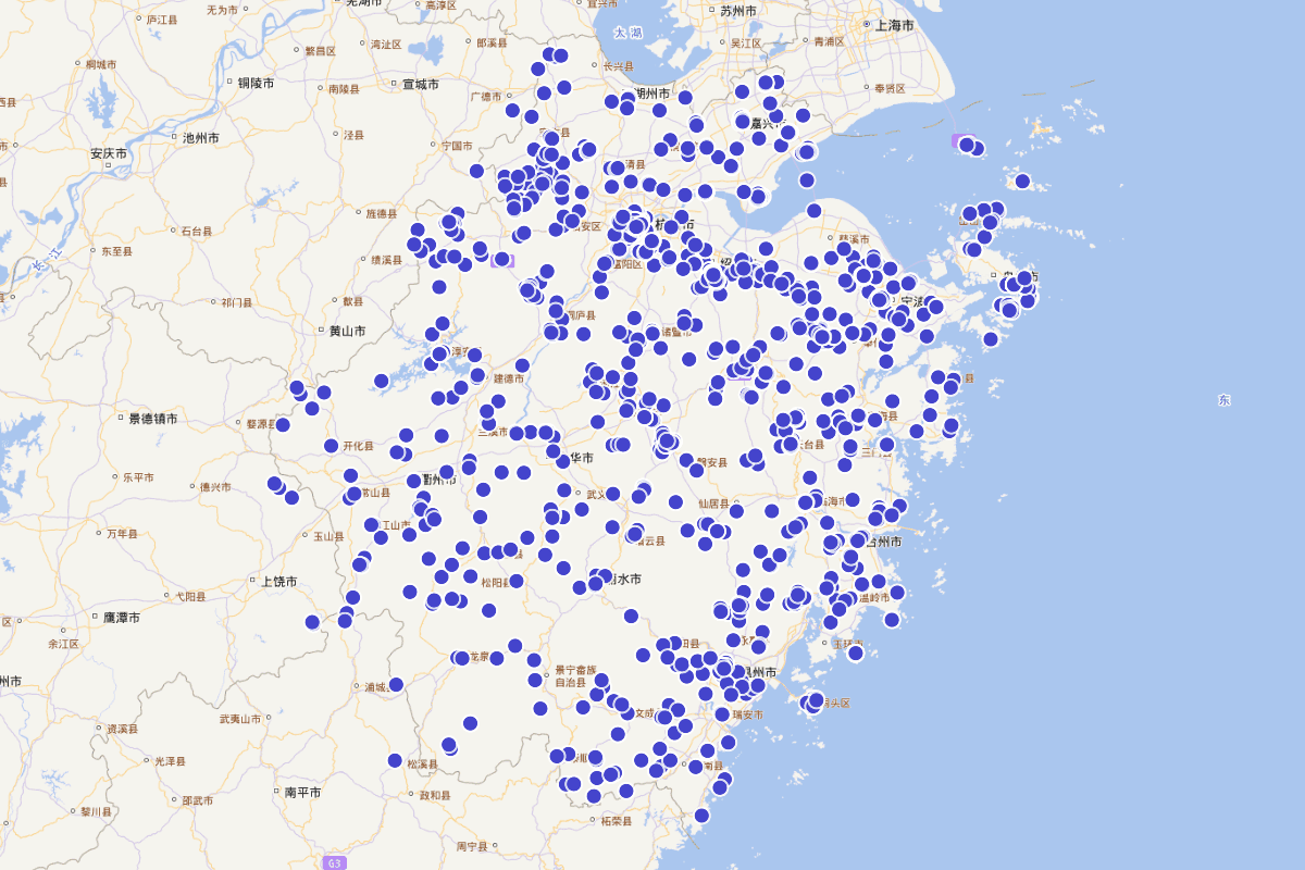 浙江旅游景点分布图