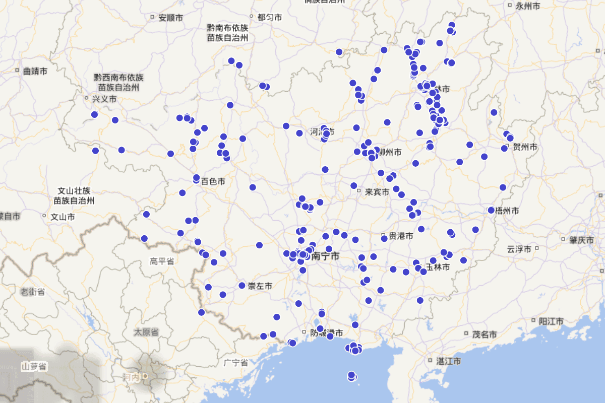 广西主要景点分布图