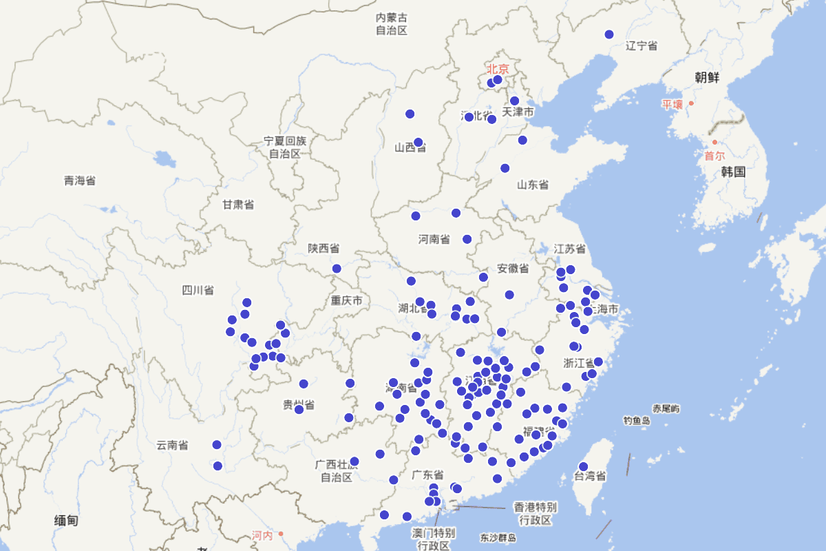 古代曾氏密度分布图